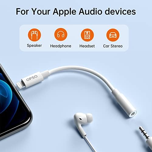 [Apple MFI Certified] ברק ל -3.5 ממ מתאם שקע אוזניות מתאם אוזניות לאייפון מתאם שקע שמיר תואם לאייפון 14/13/12/11/8/x/xr/xs/7,